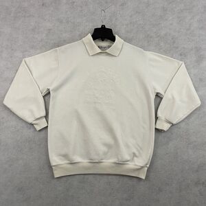Giorgio Beverly Hills Sweatshirt Womens Large White Embroidered Logo Collared